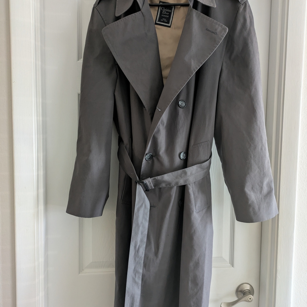 Christian Dior Monsieur Gray Trench Coat 42R Men Large/Women L-XL Unisex